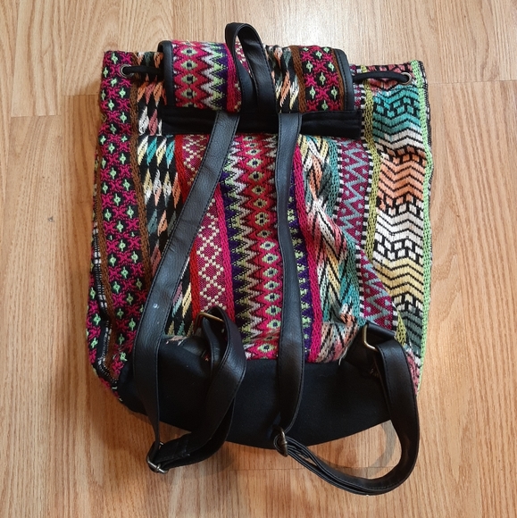 Boho Embroidered India Print Backpack Knapsack - Picture 6 of 6
